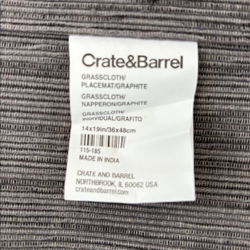 Crate& Barrel Grasscloth Placemats Set Of 10